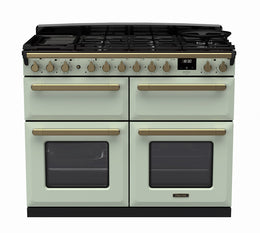 Rangemaster Estel Deluxe 110cm Dual Fuel Range Cooker - Mint with Brass Trim | ESDLB110DFPMNT/AB1