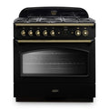 Rangemaster Classic FX 90 Dual Fuel range cooker in Black with Brass trim