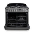 Rangemaster Classic FX 90 Dual Fuel range cooker in Black with Brass trim