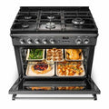 Rangemaster Classic FX 90 Dual Fuel range cooker in Black with Brass trim