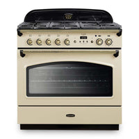 Rangemaster Classic FX 90 Dual Fuel range cooker in Cream with Brass trim