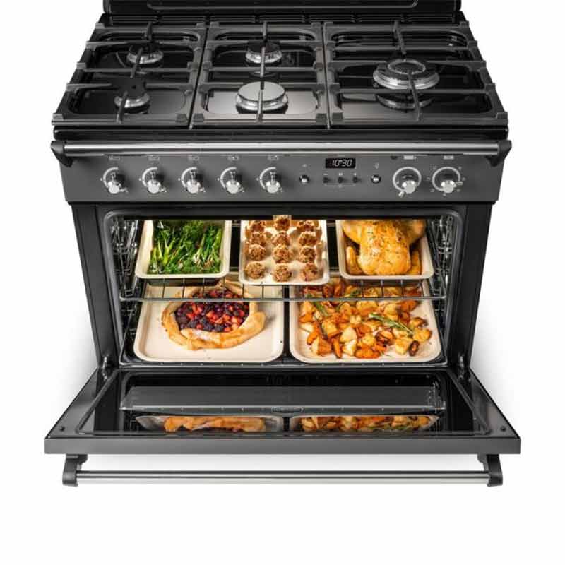 Rangemaster Classic FX 90 Dual Fuel range cooker in Cream with Brass trim