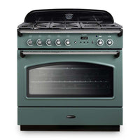 Rangemaster Classic FX 90 Dual Fuel range cooker in Mineral Green with Chrome trim