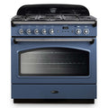 Rangemaster Classic FX 90 Dual Fuel range cooker in Stone Blue with Chrome trim