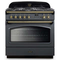 Rangemaster Classic FX 90 Dual Fuel range cooker in Slate with Brass trim