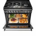 Rangemaster Classic FX 90 Dual Fuel range cooker in Slate with Brass trim