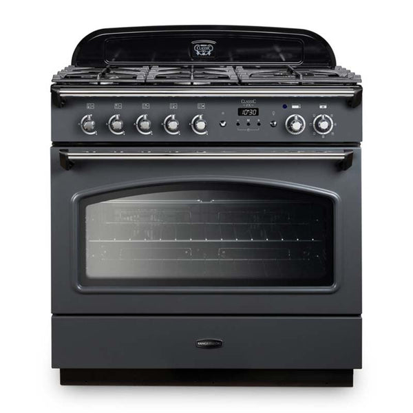 Rangemaster Classic FX 90 Dual Fuel range cooker in Slate with Chrome trim