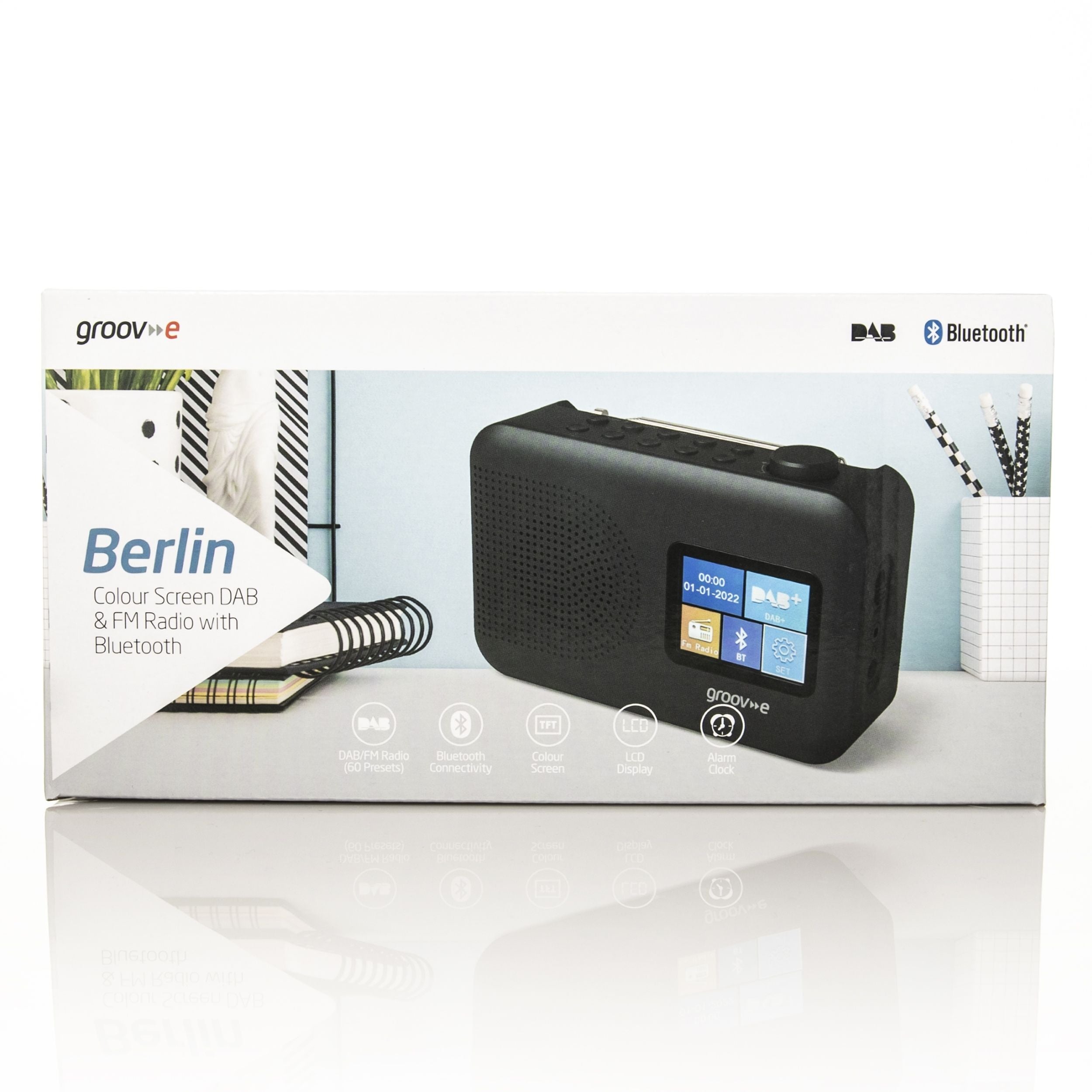 Groov-e Berlin DAB+ and FM Bluetooth Radio Black - official product image