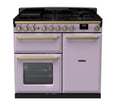 Rangemaster Estel Deluxe 100 Dual Fuel range cooker in Heather with Antique Brass trim