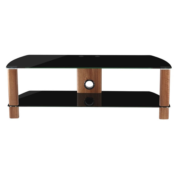 Alphason Century Stand 1200mm, Up to 55" - Walnut & Black Glass |  ADCE1200-BLK