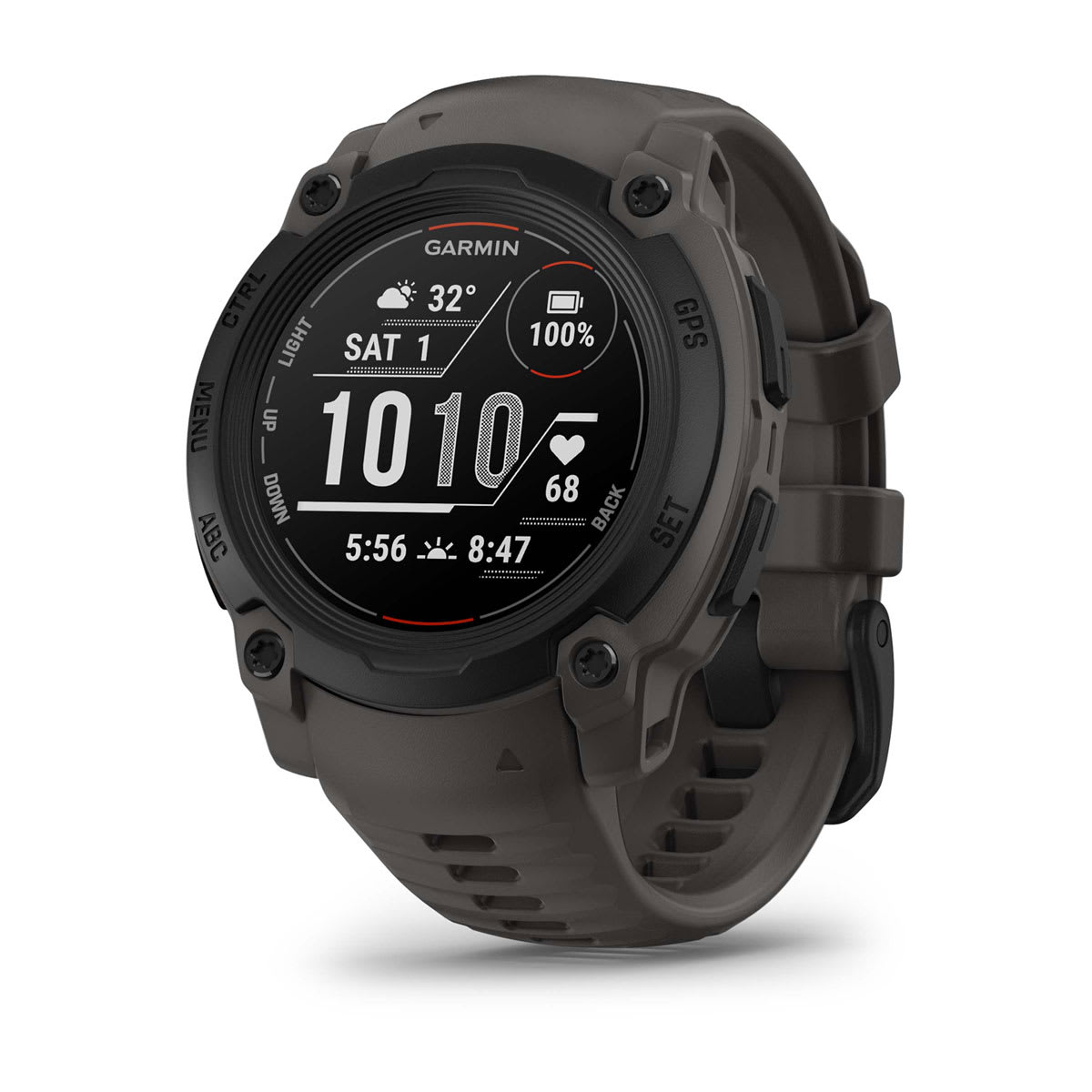 Garmin Instinct E 40mm Rugged GPS Smartwatch - front view , screen on