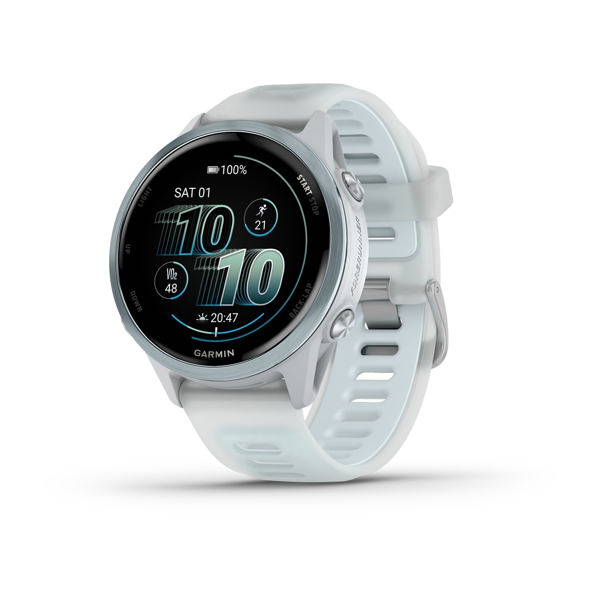 Garmin Forerunner 570 42mm GPS Running Smartwatch - front view , screen on