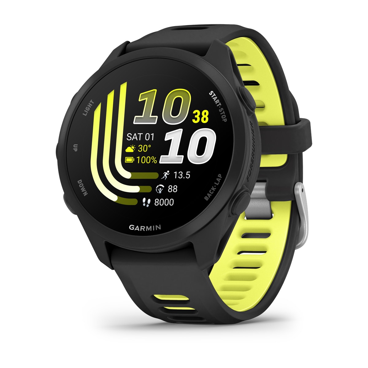 Garmin Forerunner 170 GPS Running Smartwatch - front view , screen on