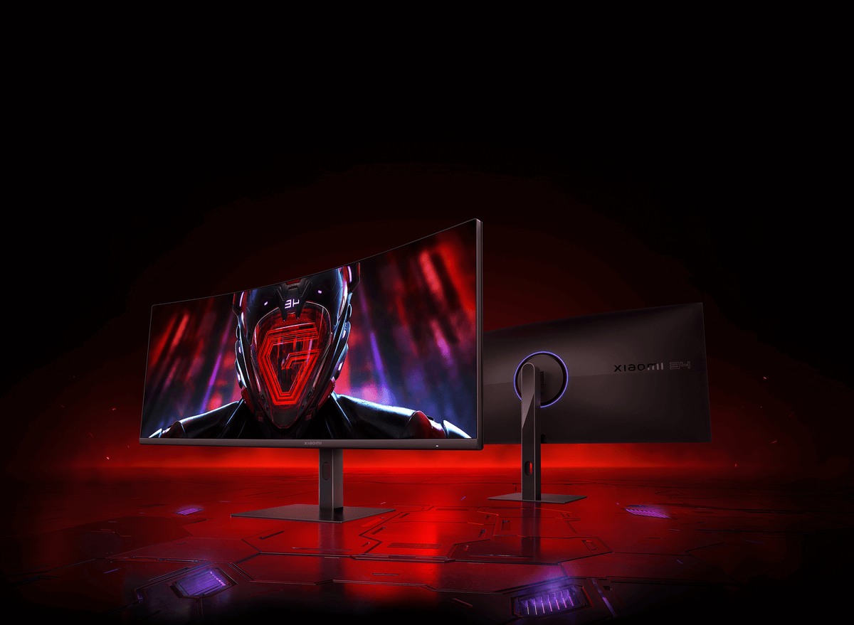 Xiaomi G34WQi 34" WQHD 180Hz Curved Gaming Monitor - front and back