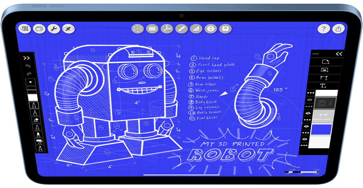 Apple iPad 11" (A16) 128GB Wi-Fi Tablet - Blue - blue iPad with a drawing app on screen