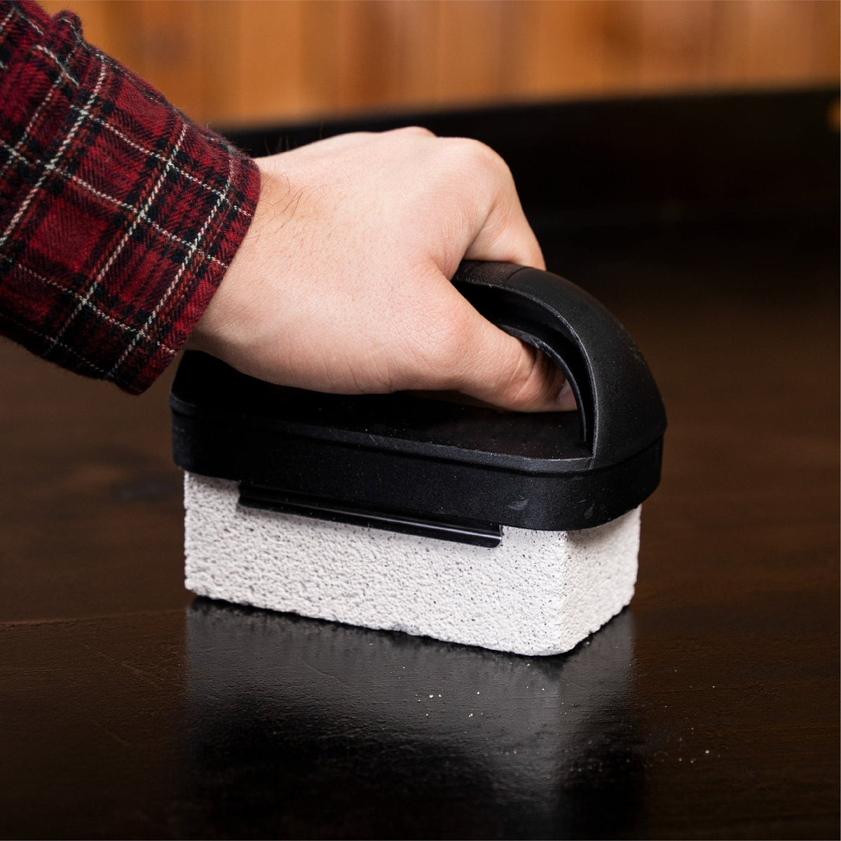 Blackstone 8 Piece Griddle Cleaning Kit - resurfacing stone in use
