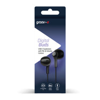 Groov-e Digital Buds USB-C Wired Earphones Black - official product image