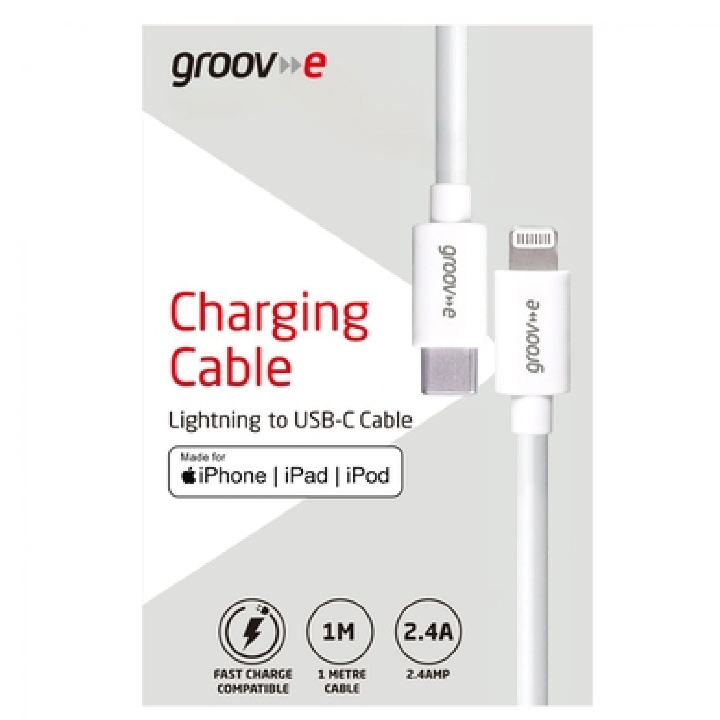 Groov-e MFI Lightning to USB-C Charging Cable 1m - official product image