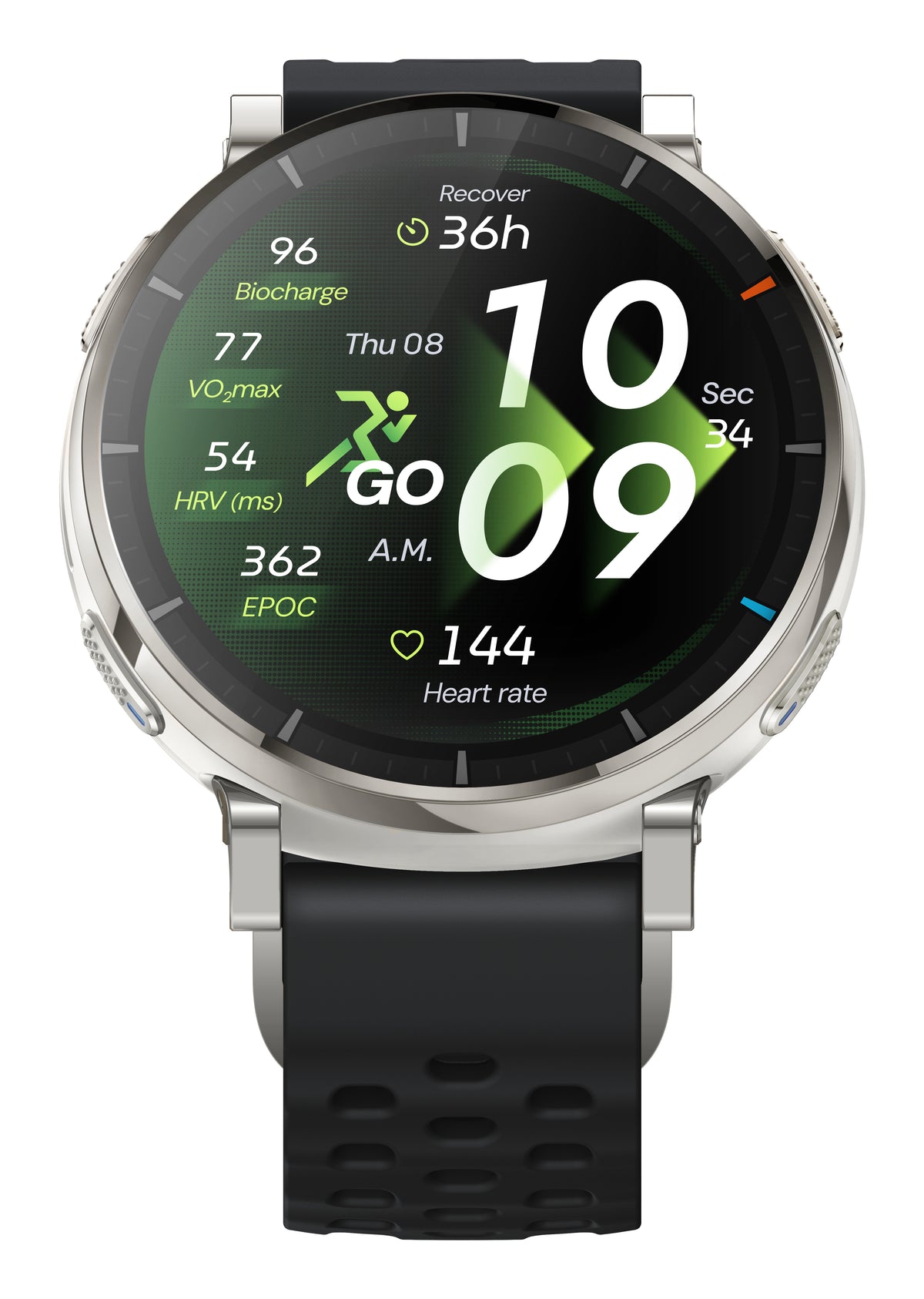 Amazfit Active 3 Premium 45mm Smartwatch - Apex Silver - angled view