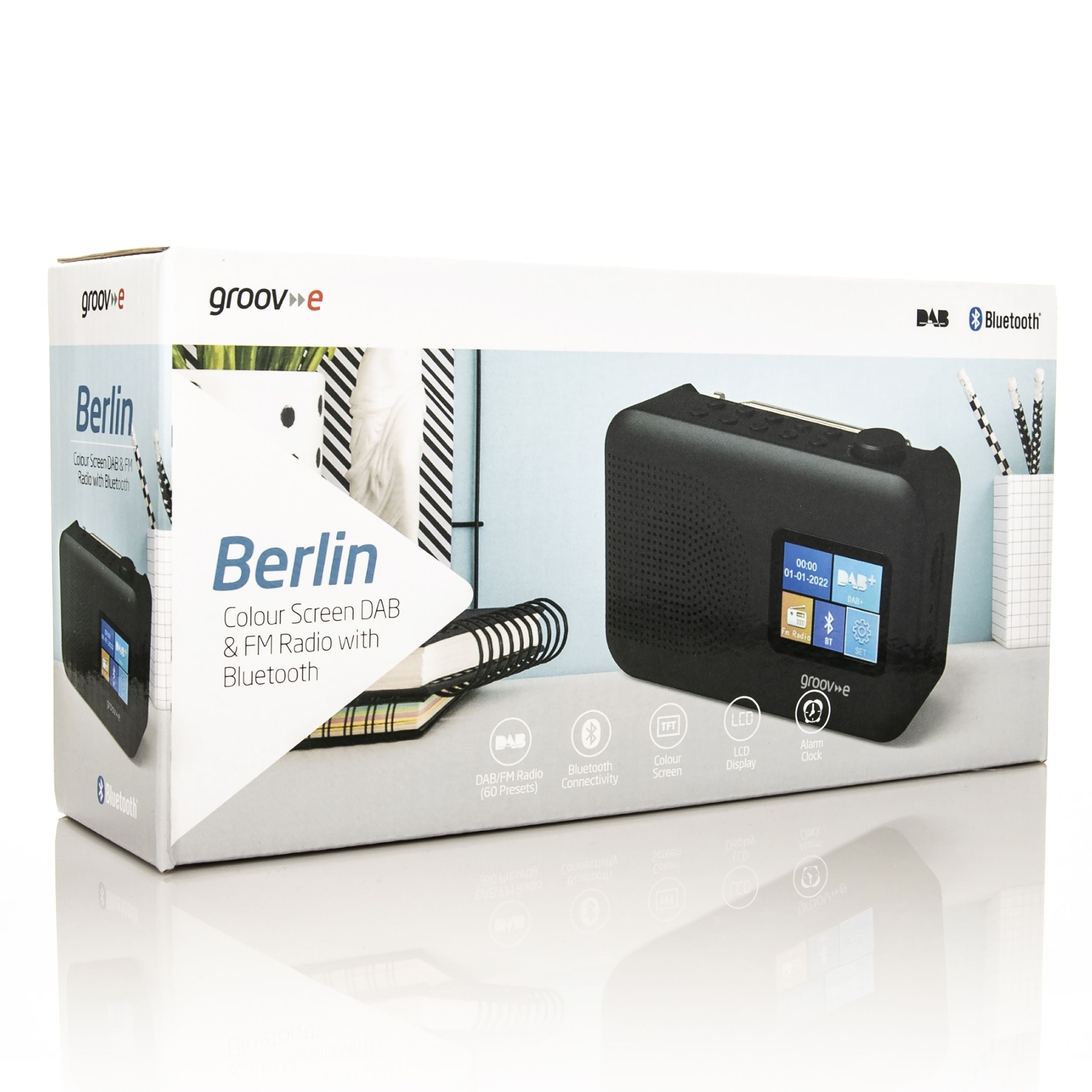 Groov-e Berlin DAB+ and FM Bluetooth Radio Black - official product image