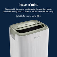 De'Longhi Tasciugo AriaDry Evo 12L Dehumidifier - White - removes up to 12 litres of moisture a day