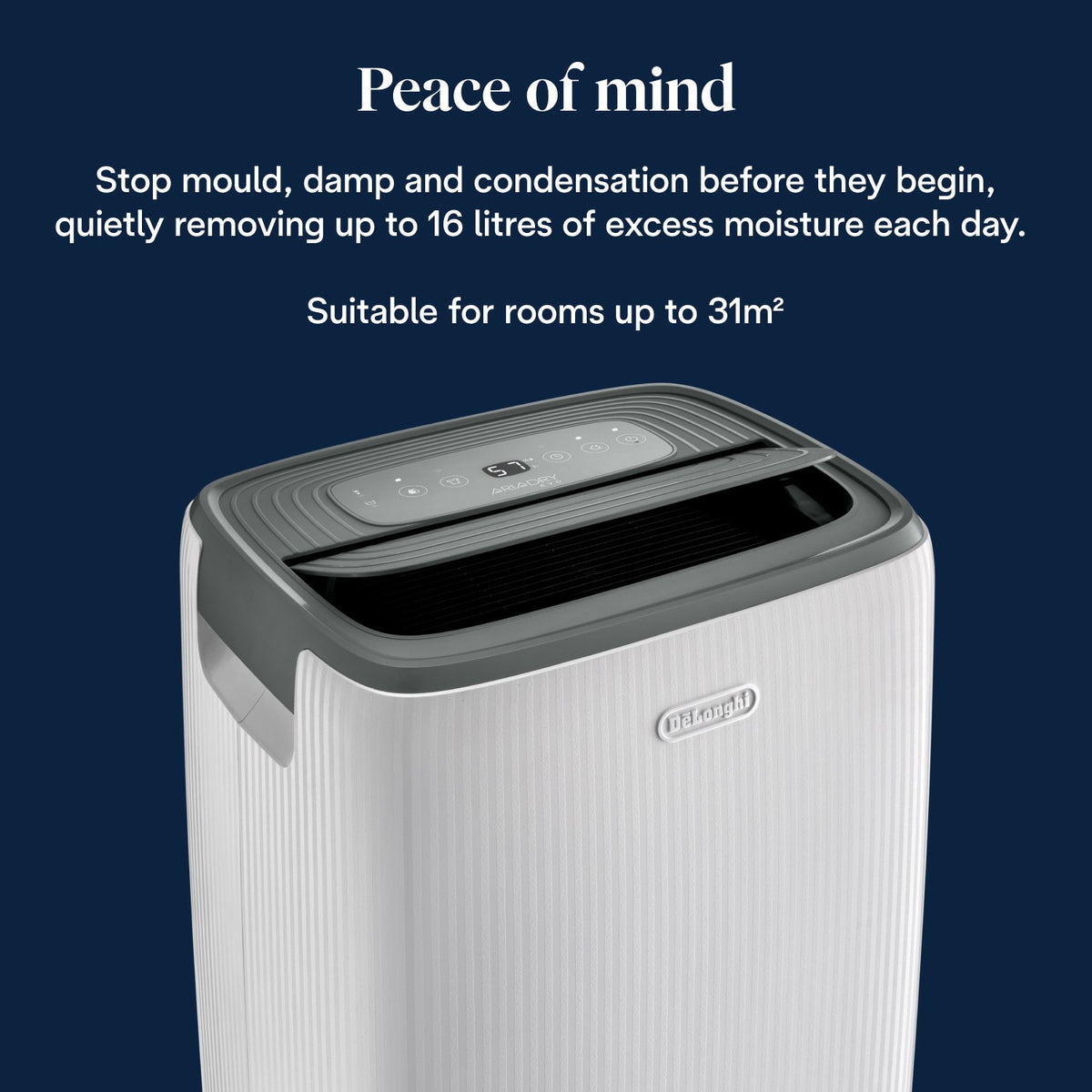 De'Longhi Tasciugo AriaDry Evo 16L Dehumidifier - White - removes up to 16 litres of moisture a day