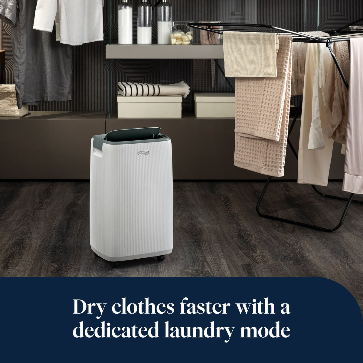 De'Longhi Tasciugo AriaDry Evo 16L Dehumidifier - White - laundry mode for drying clothes