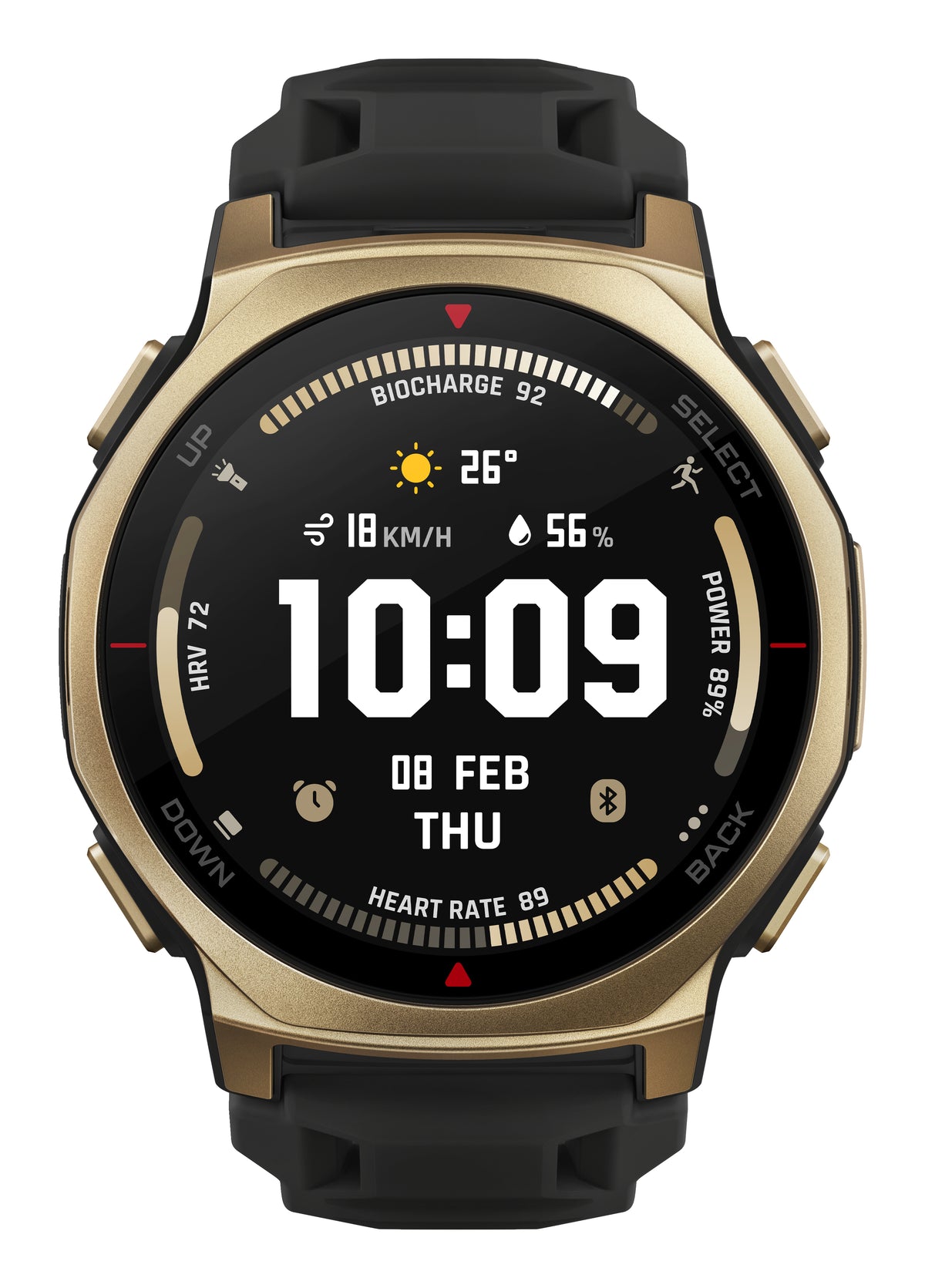 Amazfit T-Rex 3 Pro 44mm Smartwatch - Black Gold - front view