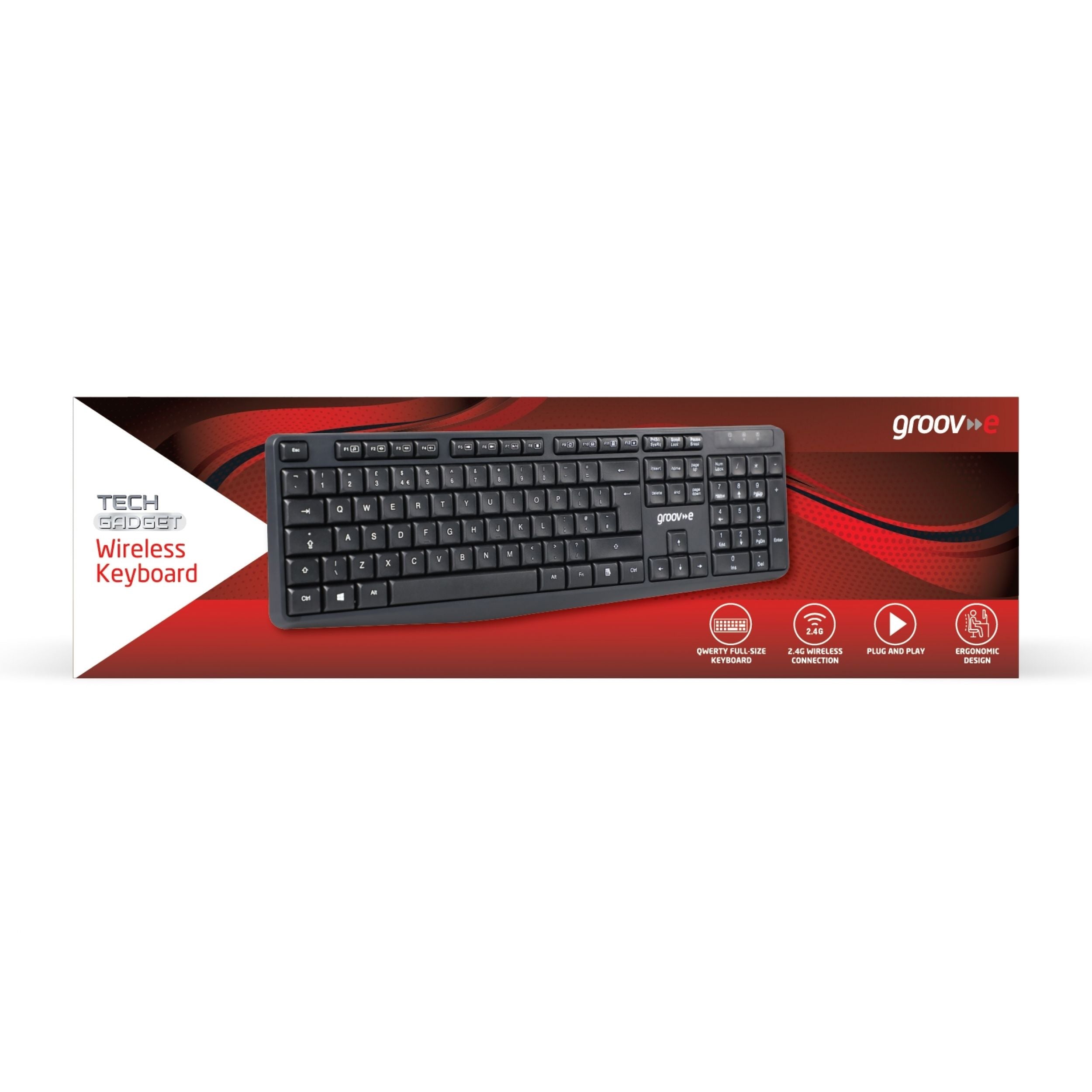 Groov-e 2.4GHz Wireless Full-Size Keyboard Black - official product image