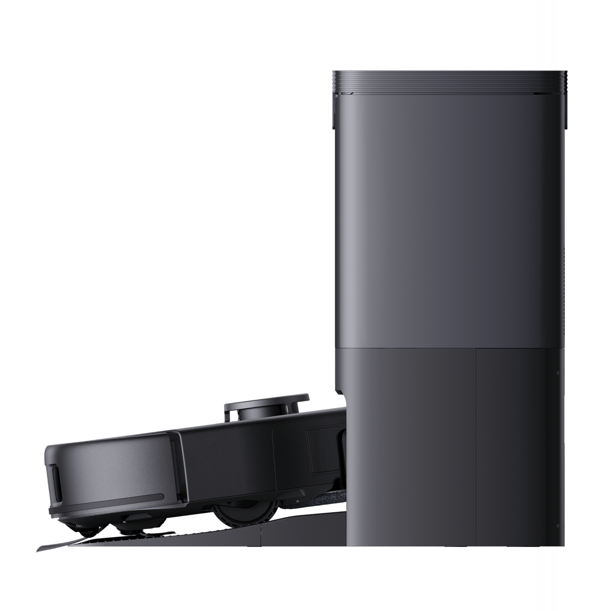 eufy Clean X10 Pro Robot Vacuum and Mop - station and robot, right side view
