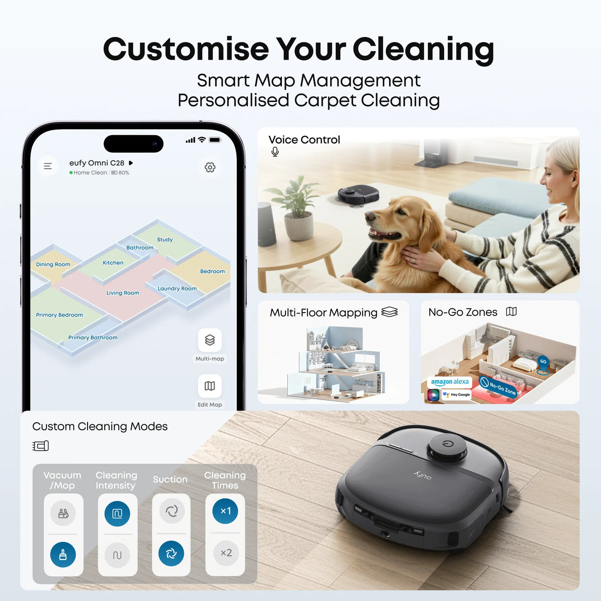 eufy Omni C28A Robot Vacuum & Mop with All-in-One Station | T211AV10