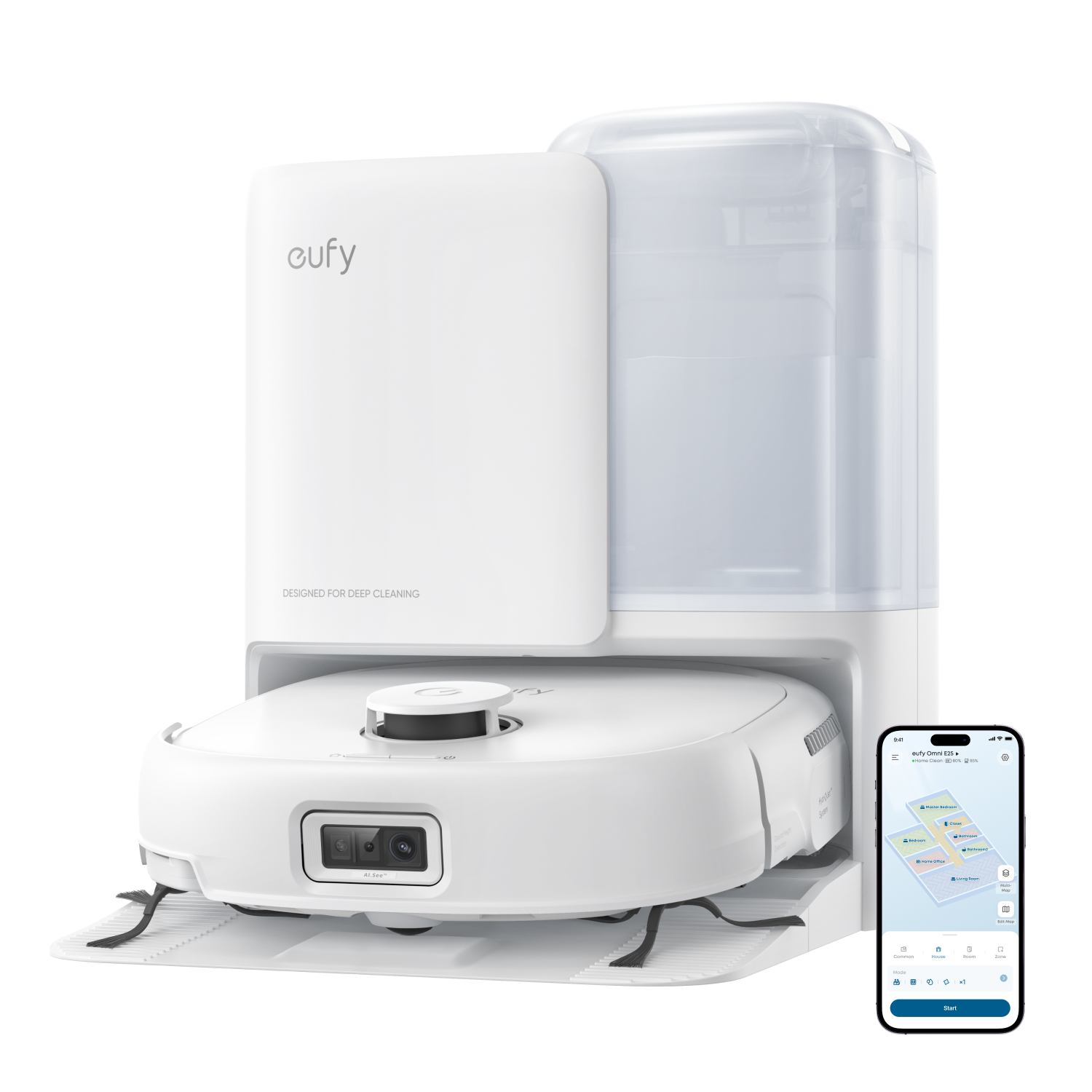 eufy Omni E25 Robot Vacuum & Mop, White - official product image