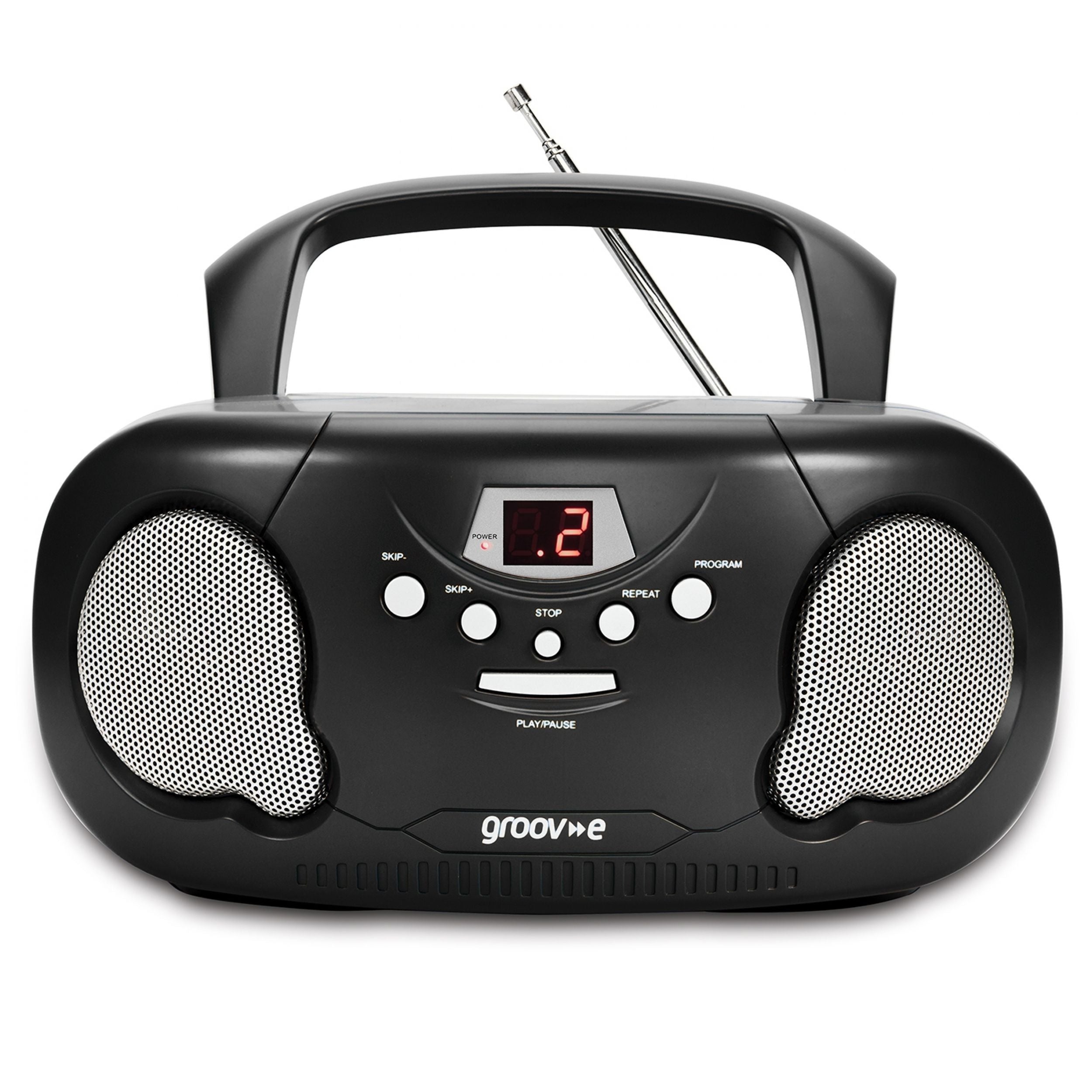 Groov-e Original Boombox CD Player with AM/FM Radio Black - official product image