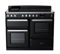 Rangemaster Estel Deluxe 110 Induction range cooker in Gloss Black with Chrome trim