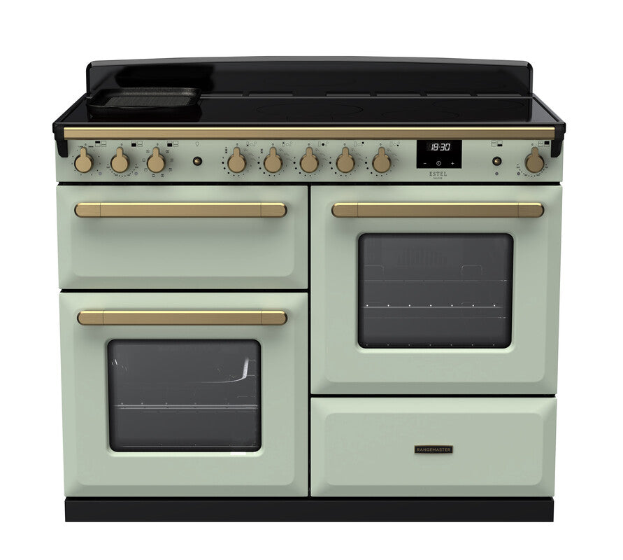 Rangemaster Estel Deluxe 110 Induction range cooker in Mint with Brass trim