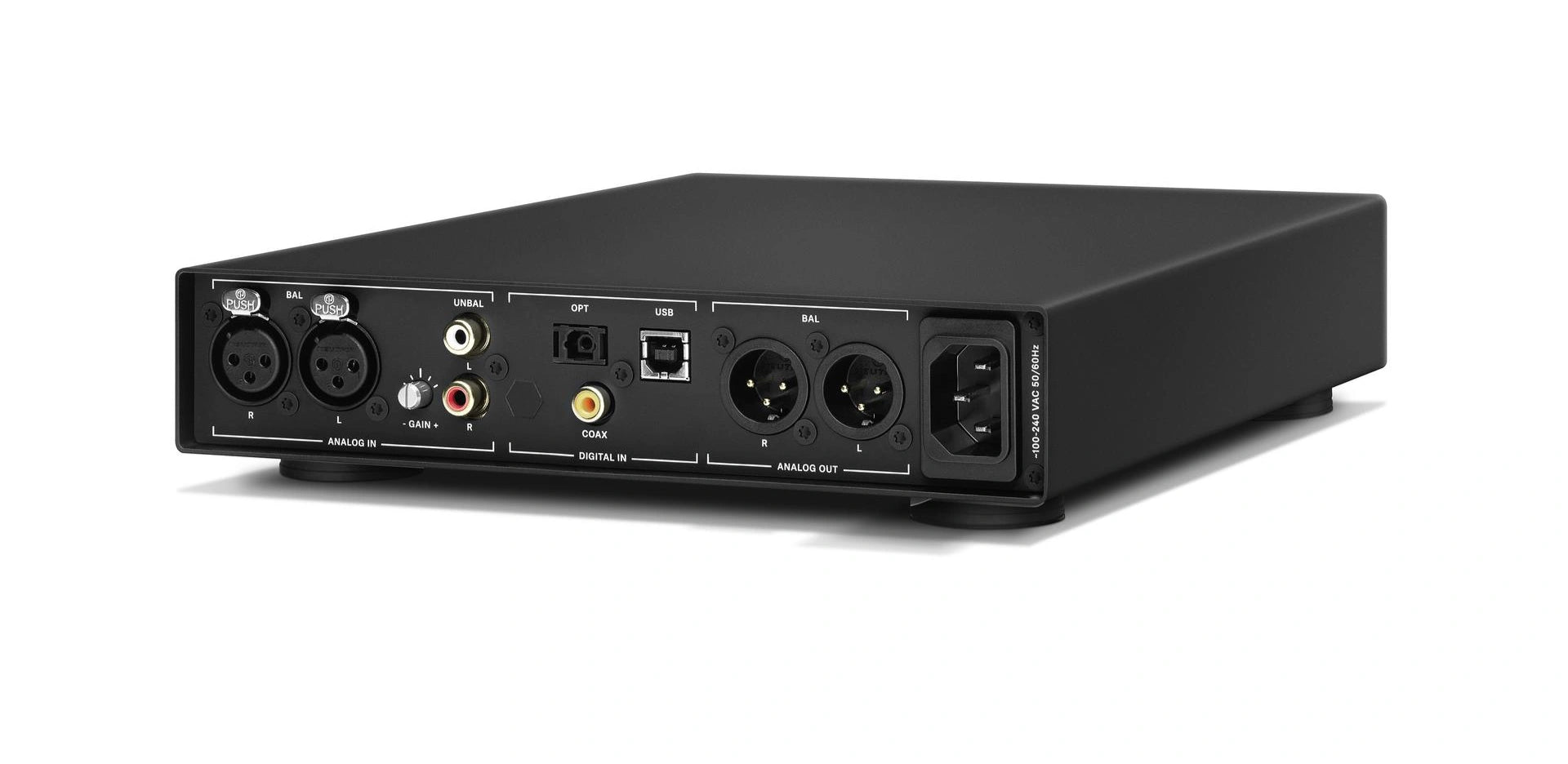 Sennheiser HDV 820 Headphone Amplifier — rear panel showing XLR, RCA, optical, coax, USB and balanced outputs