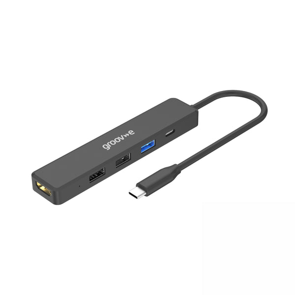 Groov-e 5-Port USB-C Hub with HDMI and 3 USB-A Ports Black - official product image