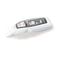 Beurer FT 65 multifunction thermometer — angled view showing Forehead/Ear mode buttons