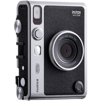 FUJIFILM instax mini Evo Hybrid Instant Camera Black - front three-quarter view