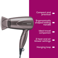 Beurer HC 17 Hair Dryer, compact and practical with ergonomically shaped folding handle