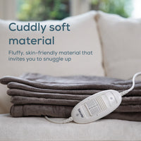 Beurer HD 75 Heated Overblanket Taupe, folded blanket with controller detail