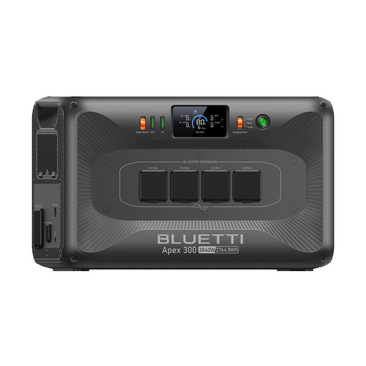 BLUETTI Apex 300 2,764.8Wh 3,840W Portable Power Station - front view with side ports