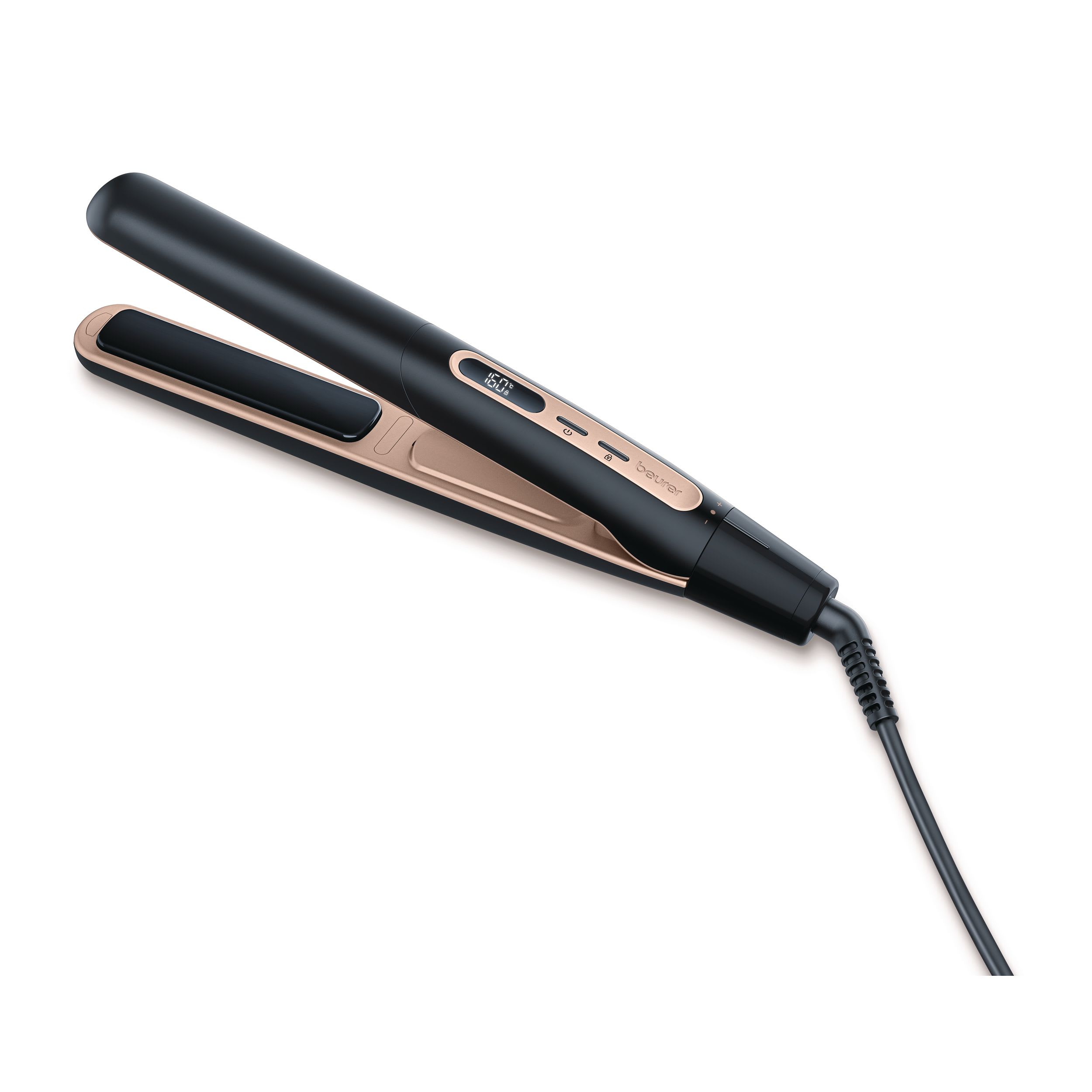 Beurer Hair Straightener with Ion Function Black & Rose Gold, clear product view