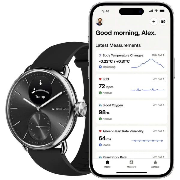 Withings ScanWatch 2 - Advanced Health Monitor with ECG & SpO2 - 38mm Black | 78-HWA10-model 1-All-Int