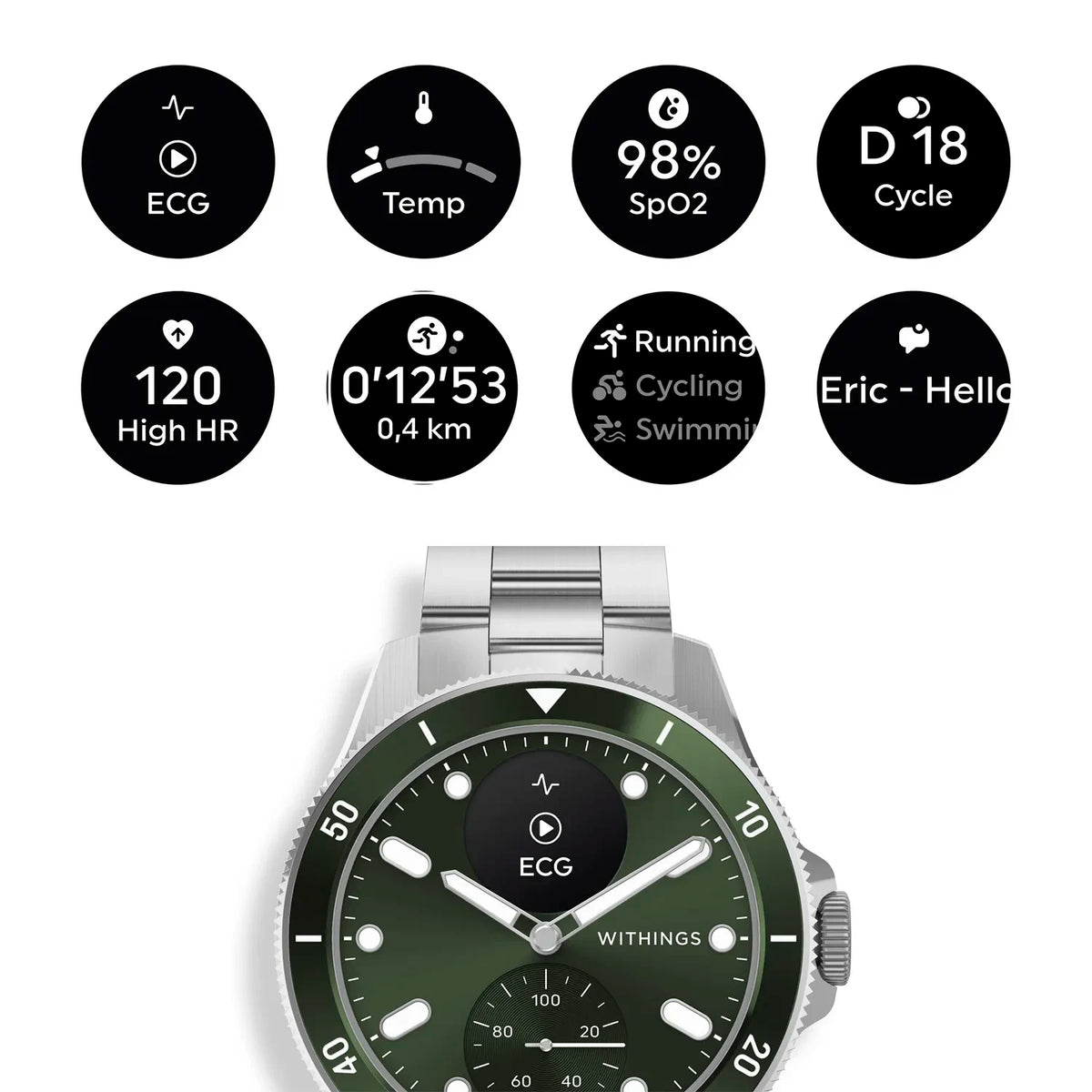 Withings ScanWatch Nova - Health Smartwatch with ECG & SpO2 - Green