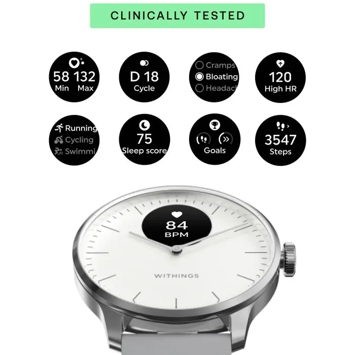 Withings ScanWatch Light - Health Tracking Watch with Heart Rate & SpO2 - White | 78-HWA11-model 3-All-Int