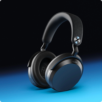 Sennheiser MOMENTUM 5 Wireless Headphones Denim — three-quarter view on blue gradient