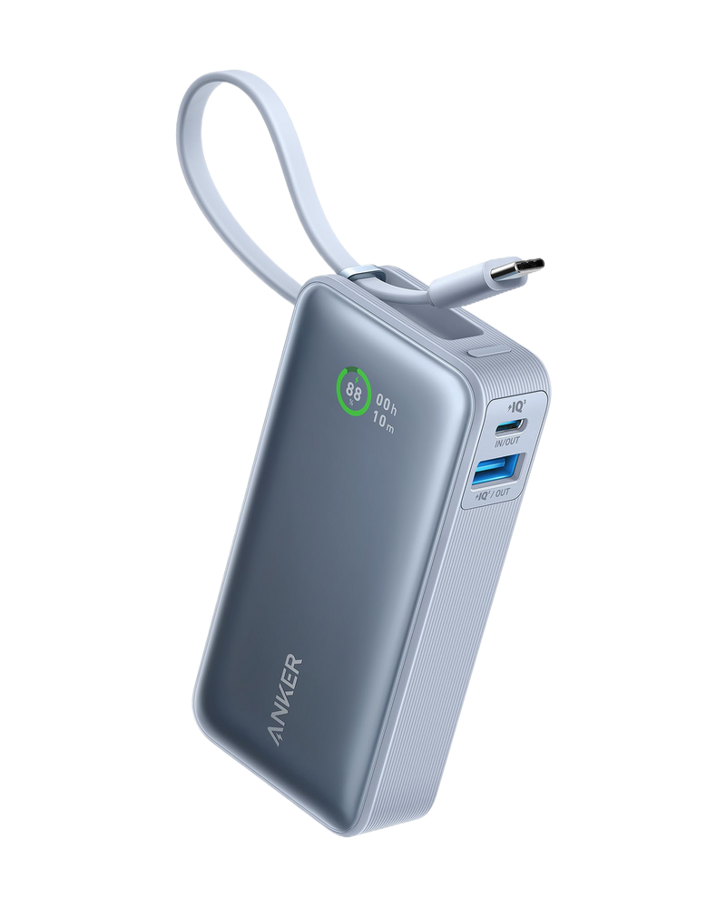 Anker Nano Power Bank 30W Built-In USB-C Cable Blue | A1259H31