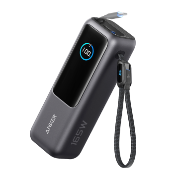 Anker 25K 165W Power Bank with Built-In USB-C & Retractable Cable, Black - official product image