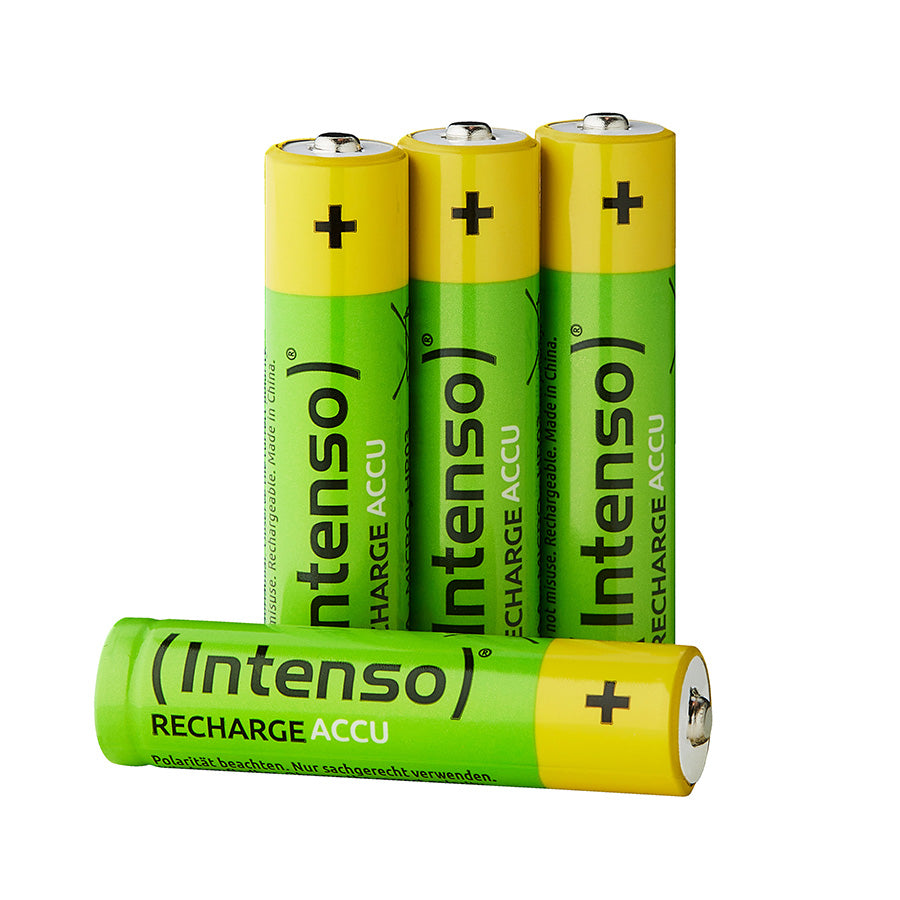 Intenso Energy Eco Rechargeable AAA 1000mAh NiMH Batteries, 4 Pack - front view